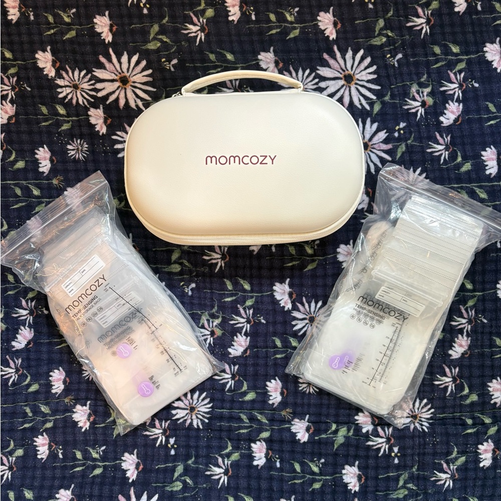 Momcozy All in One M5 wearable Breast pump and Boboduck silver Nursing Cups